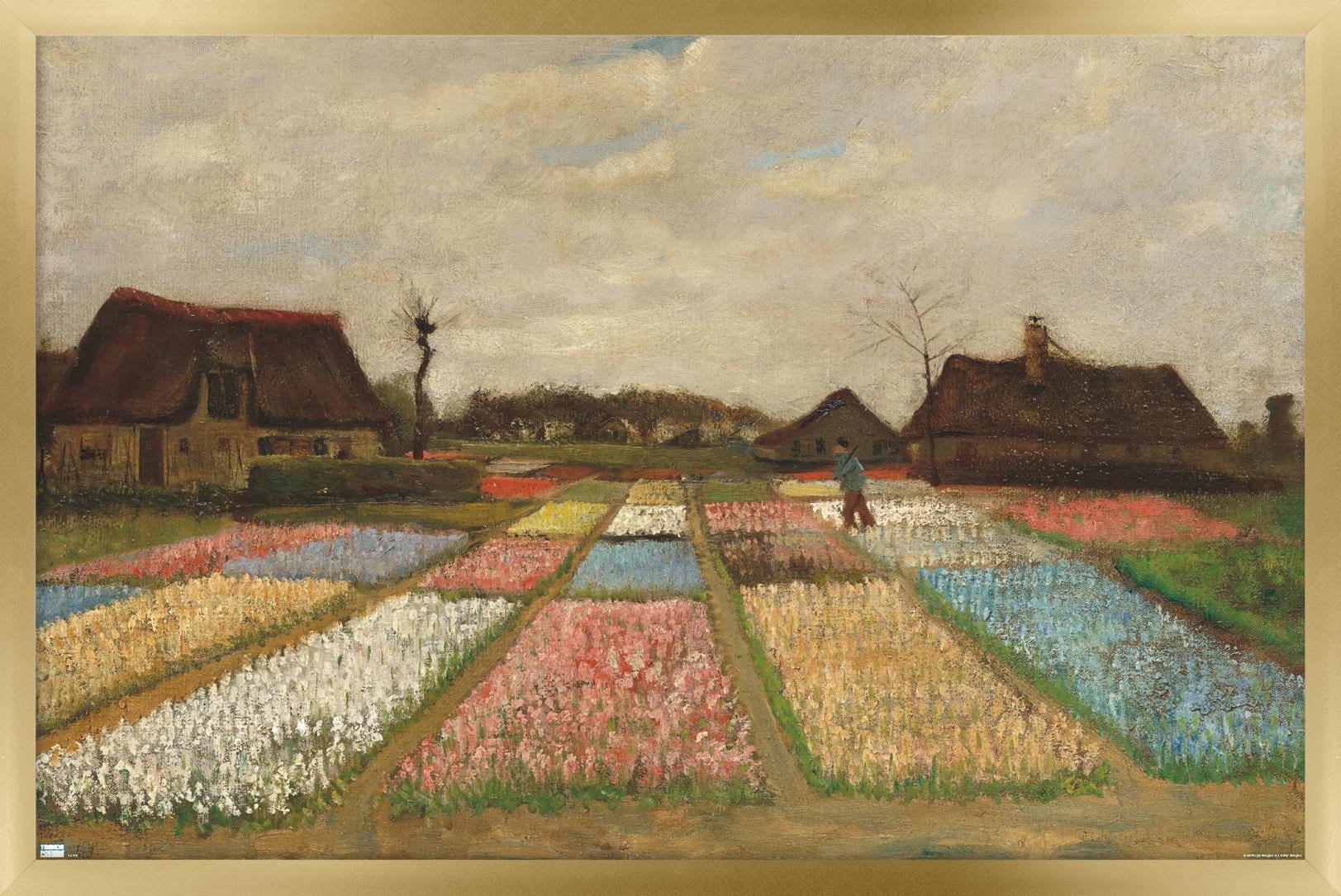 Flower Beds in Holland by Vincent van Gogh Wall Poster, 14.725" x 22.375" Framed