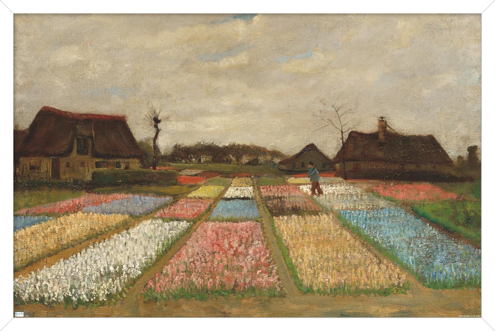 Flower Beds in Holland by Vincent van Gogh Wall Poster, 22.375" x 34" Framed