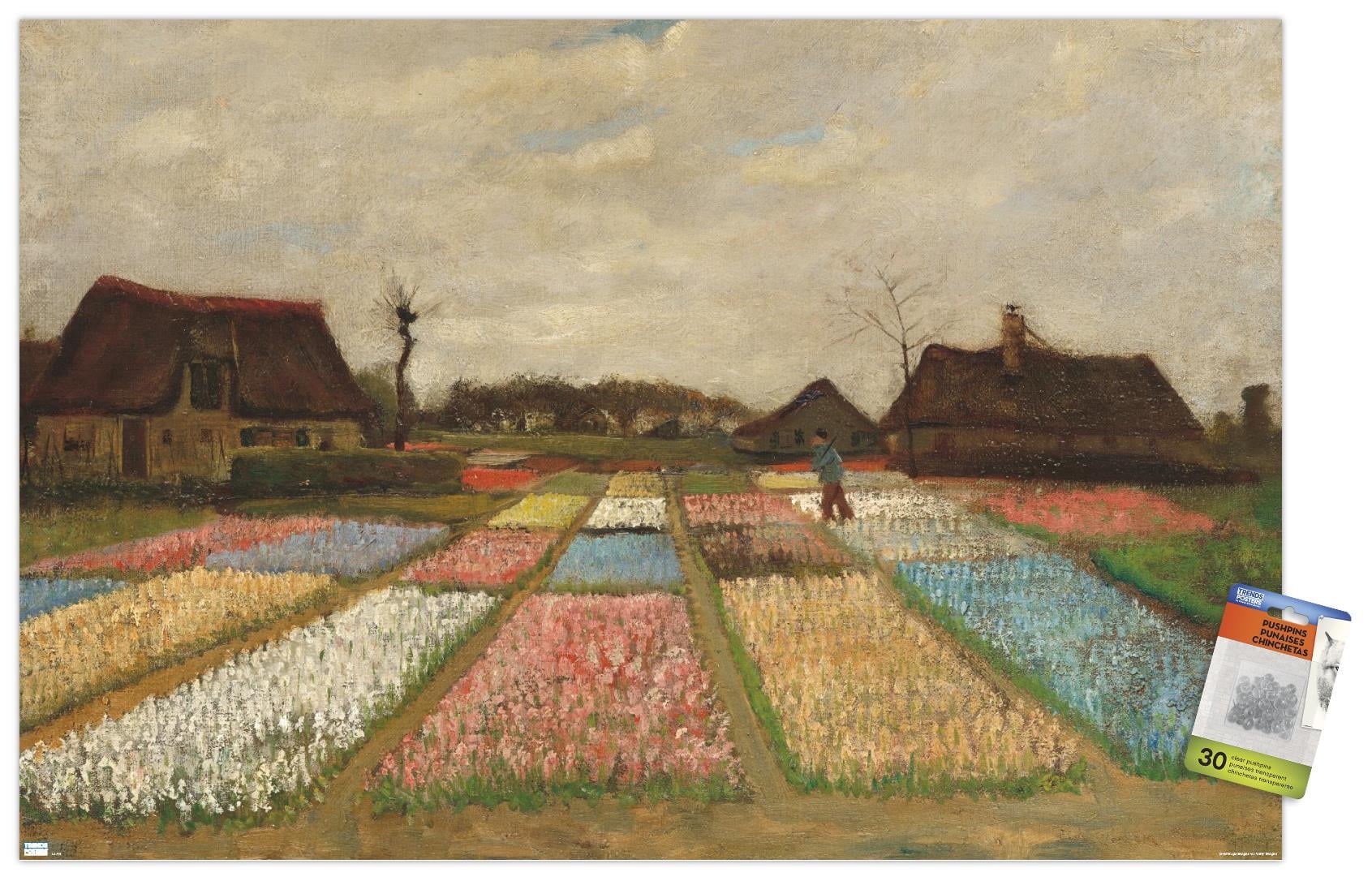 Flower Beds in Holland by Vincent van Gogh Wall Poster with Pushpins, 22.375" x 34"