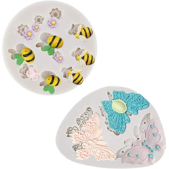 Flower Bee Silicone Fondant Butterfly Silicone molds DIY Baking molds Cake Decorating Making Tools for Chocolate Candy Gum Paste Polymer Clay DIY