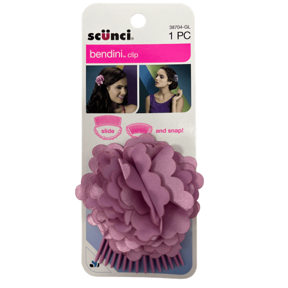 Flower Bendini Clip, Elegant Floral Hair Accessory, Slides in Easily with Secure Hold, Adds Romantic, Chic Touch to Updos or Loose Hairstyles for Casual, Formal Occasions, Pink