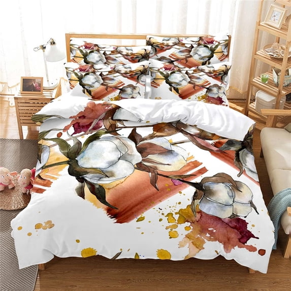 Flower Bird Bedding Set Green Plant Duvet Cover Set Kid's, Boys, Girls, Bird Decorate Double Duvet Cover Plant Flower Bedding Set 1 Duvet Cover with 2 Pillowcases