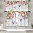 thumbnail image 1 of Flower Bird Kitchen Curtains Spring Butterfly Window Curtains Valance and Tier Set 36 Inch, Watercolor Pink Botanical Rod Pocket Short Tier Curtain, Floral Small Cafe Curtains for Kitchen Decor, 1 of 6
