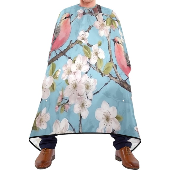 Flower Bird Salon Cape, Hair Cutting Cape with Snaps, Professional Large Barber Stylist Hairdresser Cape, Waterproof Machine Washable, 65" x 55”