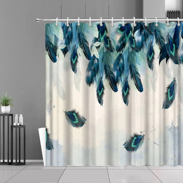 LB BathStation Japanese Style Bamboo Mountain Sunset Shower Curtain - 70x70 Inch Oriental Bathroom Decor, Fabric Waterproof Curtain