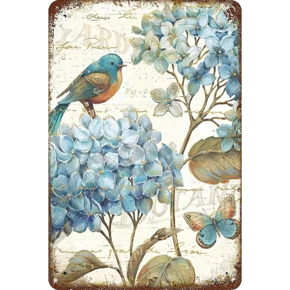 Flower&Bird Tin Sign Retro Metal Sign Plaque Metal Vintage Aesthetic Home Living Room Wall Decor Posters Art Decoration Mural Plates 8x12inch