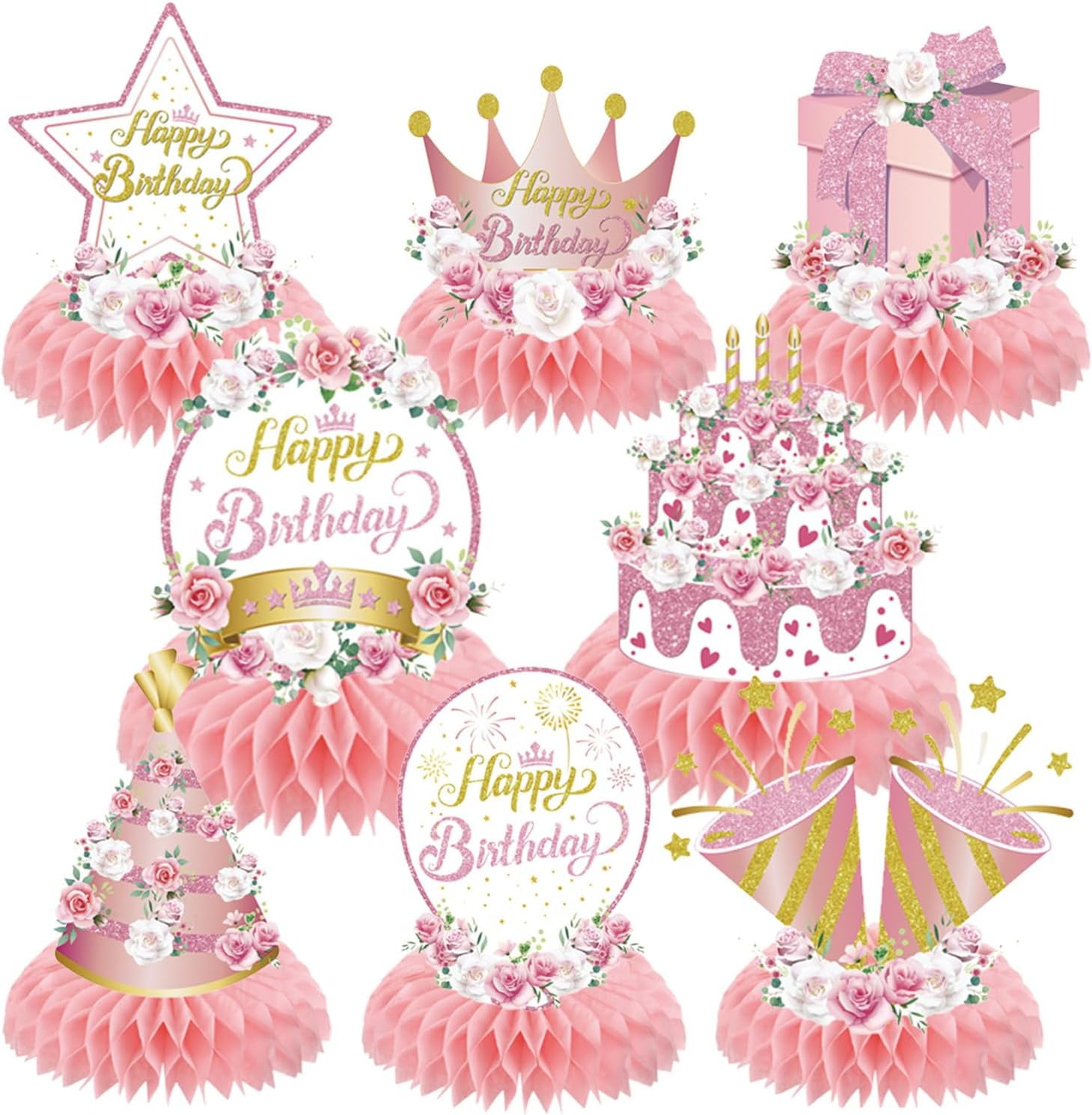 Flower Birthday Decorations 8PCS Pink Flower Birthday Party Table flower-birthday-decorations-8pcs-pink-flower-birthday-party-table