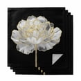 thumbnail image 1 of Flower Black Cloth Napkins, Gold White Abstract Floral Aesthetic Washable and Reusable Dinner Napkins Set of 4, Table Napkin for Kitchen Party Birthday Wedding Hotel Housewarming 20"x20", 1 of 8