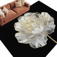 thumbnail image 1 of Flower Black Large Area Rugs for Bedroom Living Room, Soft Non Slip Carpet Bedside Rug, Gold White Abstract Floral Aesthetic Rectangular Floor Cover Kitchen Accent Rug 8'x10' for Dining Room/Office, 1 of 9