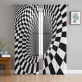 thumbnail image 1 of Flower Black White Sheer Curtains for Living Room Transparent Tulle Window Treatments Bedroom Kitchen Home Decor Veil Drapes, 1 of 2