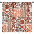 thumbnail image 1 of Flower Blackout Curtains Retro Rustic Orange Wildflowers Bohemian Paisley Patchwork Art Print for Girls Women Bedroom Living Room Kitchen Rod Pocket Decoration Window Drapes 2 Panels W52xL84in, 1 of 6
