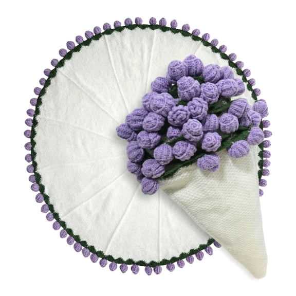 Flower Blanket Bouquet, Crochet Flowers Purple Blanket Bouquet Knitted Throw Blanket for Her Wife Mom Girlfriend, Romantic Gifts Ideas for Mother's Day, Wedding, Anniversary