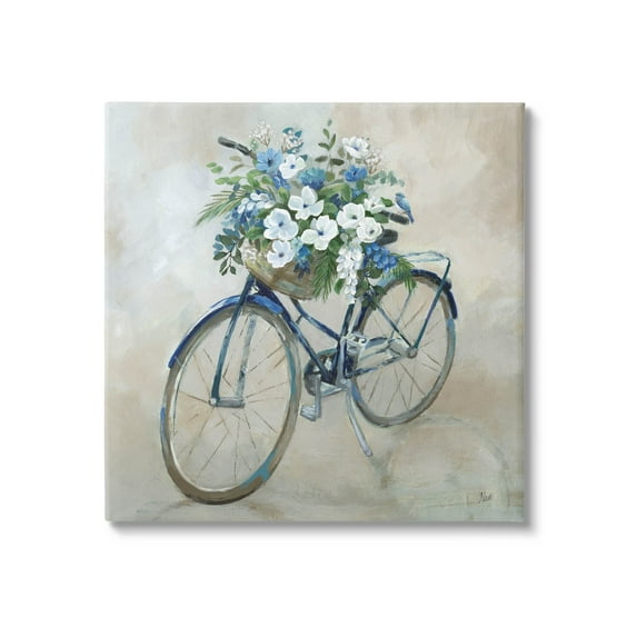 Flower Blooms Bicycle Basket Botanical & Floral Graphic Art Gallery Wrapped Canvas Print Wall Art