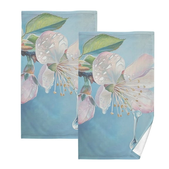 Flower Blossom Drop Hand Towels Cotton Bath Towels Large Face Towels Absorbent for Bathroom 2 Packs