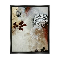 Flower Blossom Silhouette Outlines Abstract Graphic Art Jet Black Framed Art Print Wall Art