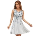 thumbnail image 1 of Flower Blue Grey Cherry Blossoms Dress Summer Street Style Dresses Female Sleeveless Printed Sundress, 1 of 7