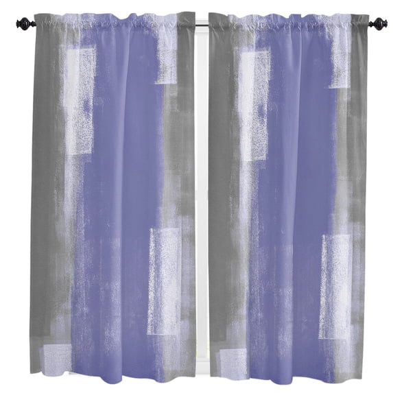 Flower Blue Oil Painting Small Curtain Rod Pocket Short Curtains Half Drapes Partition Cabinet Door Window Curtains Home Decor