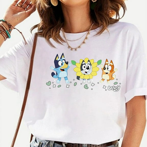 Flower Bluey Bingo Muffin T-shirt, Bluey Friends Shirt, Blue Dog Family Tee