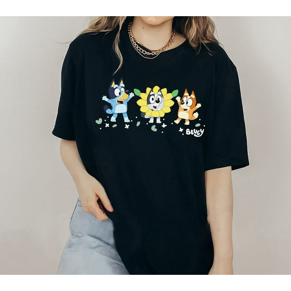 Flower Bluey Bingo Muffin T-shirt, Bluey Friends Shirt, Blue Dog Family Tee