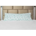 thumbnail image 1 of Flower Body Pillow Case Cover with Zipper, Pattern with Flower Stems Blooming Springtime Simple Design Art Print, Decorative Accent Long Pillowcase, Pale Blue Teal White, by Ambesonne, 1 of 1