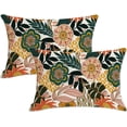 thumbnail image 1 of Flower Boho Outdoor Lumbar Pillow Covers 12x20 Waterproof Set of 2 Bohemian Blooming Floral Tropical Leaves Pattern Patio Throw Pillow Covers for Porch Balcony Garden, 1 of 6
