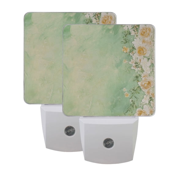 Flower Border Decor LED Night Light with Smart Sensor Plug Into Wall Dusk to Dawn 2 packs