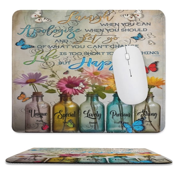 Flower Bottle Gaming Mouse Pad Custom, Floral Mouse Pads for Wireless Mouse Desk Accessories,Small Mouse Pads for Desk,Stitched Edge Mousepad with Non-Slip Rubber Base 10"x12"