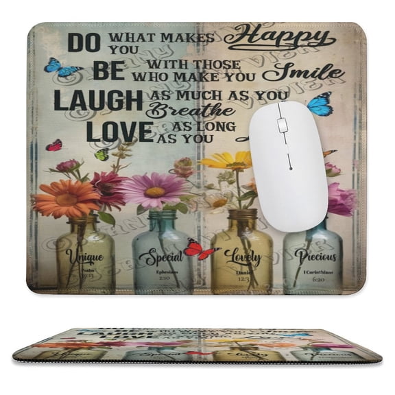 Flower Bottle Gaming Mouse Pad Custom, Flower Mouse Pads for Wireless Mouse Desk Accessories,Small Mouse Pads for Desk,Stitched Edge Mousepad with Non-Slip Rubber Base 10"x12"