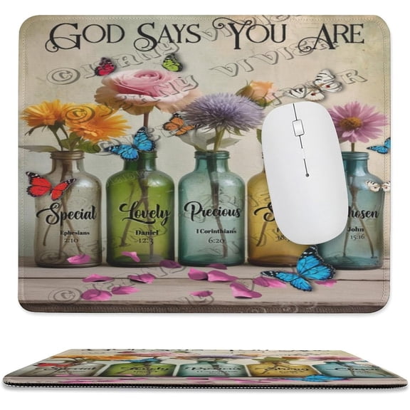 Flower Bottle Gaming Mouse Pad Custom,Mouse Pads for Wireless Mouse Desk Accessories,Small Mouse Pads for Desk,Stitched Edge Mousepad with Non-Slip Rubber Base 10"x12"