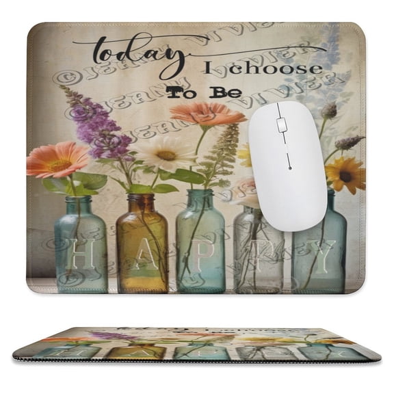 Flower Bottle Gaming Mouse Pad Custom,Retro Mouse Pads for Wireless Mouse Desk Accessories,Small Mouse Pads for Desk,Stitched Edge Mousepad with Non-Slip Rubber Base 10"x12"
