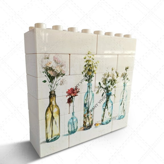 Flower & Bottle Novelty Decorative Sign/Plaque Desk Decor Funny Bedroom Decor for Table Shelf Decor Funny Office Decor Birthday Christmas Boss Day Gifts Gift for Coworker Boss