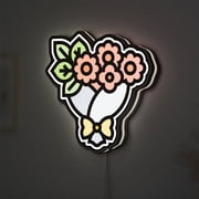 Flower Bouquet 3D Novelty Light Box for Romantic Decor, Wedding and Valentine s Day Floral Lamp for Love and Marriage Gifts Width 8 inch, 20cm