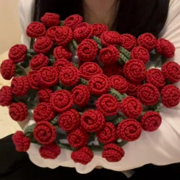 Flower Bouquet Blanket 2-in-1 Magic Rose Blanket DIY Handmade All-Inclusive Kit with Tools & Video Tutorials Ultra-Soft Milk Cotton Yarn Transformable Home Decor (Material Kit A,27.5")