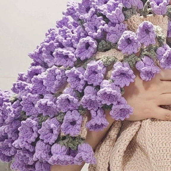 Flower Bouquet Blanket 2-in-1 Magic Rose Blanket DIY Handmade All-Inclusive Kit with Tools & Video Tutorials Ultra-Soft Milk Cotton Yarn Transformable Home Decor (Material Kit D,39")