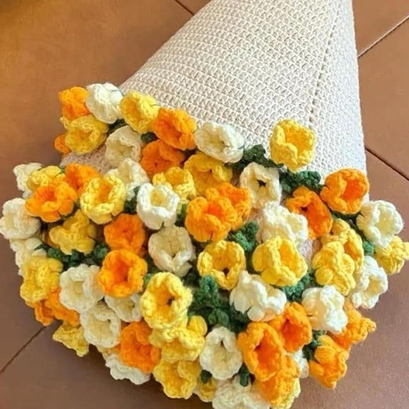 Flower Bouquet Blanket 2-in-1 Magic Rose Blanket DIY Handmade All-Inclusive Kit with Tools & Video Tutorials Ultra-Soft Milk Cotton Yarn Transformable Home Decor (Material Kit E,39")