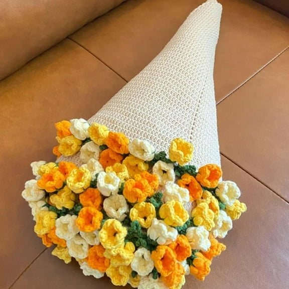 Flower Bouquet Blanket, Crochet Flowers Rose Bouquet Blanket Handmade, Soft and Lightweight Flower Floral Bouquet Knitted Throw Blanket, Handmade 3D Rose Sunflower Knitted Sofa Blankets Gift (B)