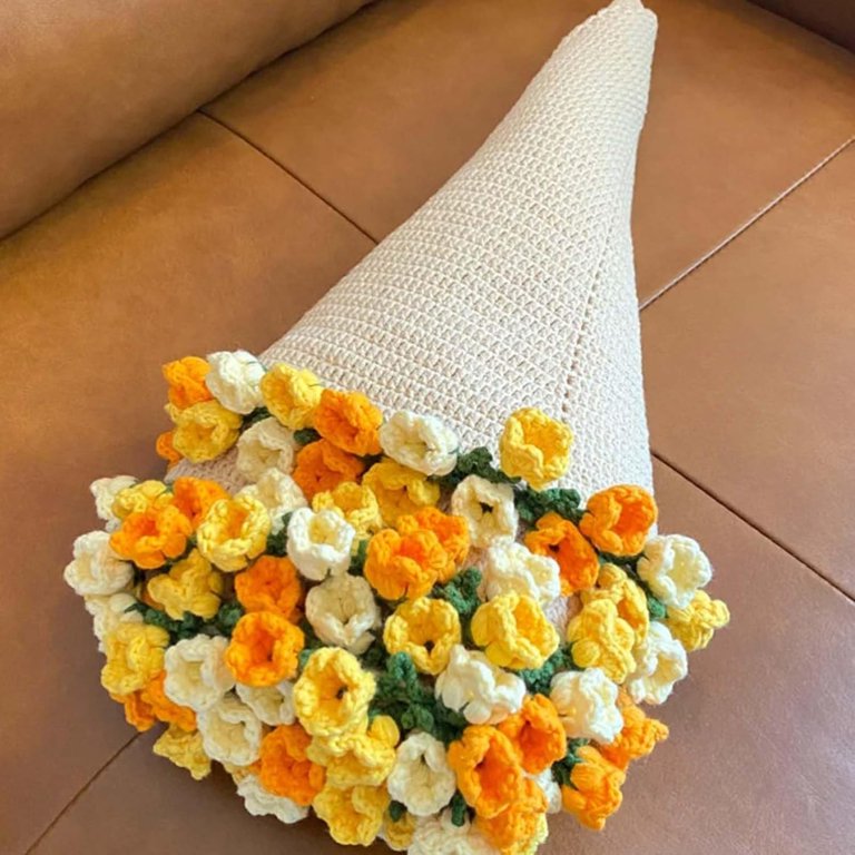 Flower Bouquet Blanket, Crochet Flowers Rose Bouquet Blanket, Soft