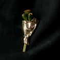 thumbnail image 1 of Flower Bouquet Brooch Pin with Metal Detailing and Yellow Flowers Green Leaves for Jacket Collar Hat Bag Accessory, 1 of 2