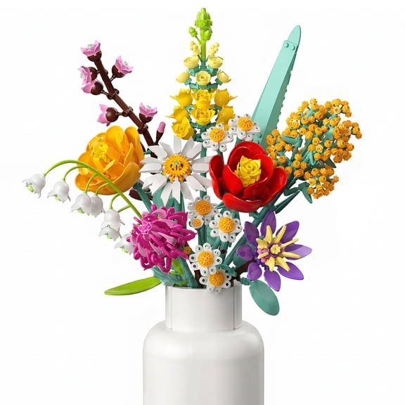 Flower Bouquet Building Blocks Set, 1070 PCS DIY Floral Bricks Kit Kids Girls 6+ and Adults, Artificial Flowers Arrangement for Home Decor, Creative Building Toy Gift for Valentine's/Mother's Day