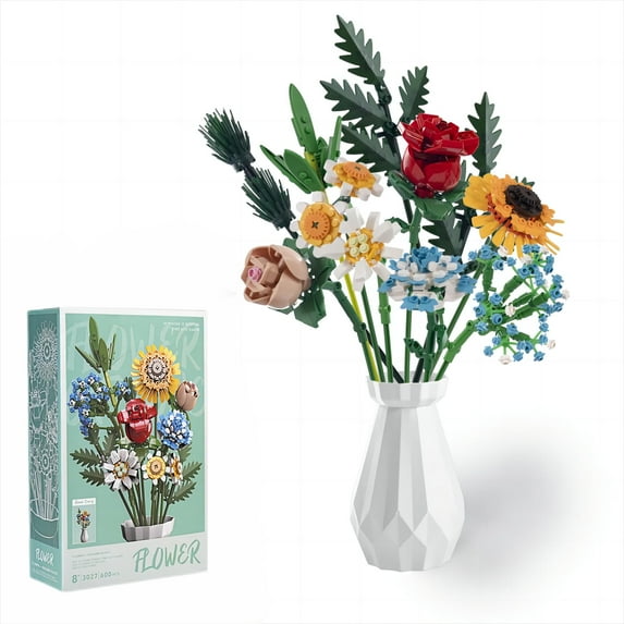 Flower Bouquet Building Kit, Flower Building Toy, Artificial Flower Toy Building Set for Adults, Lego Compatible, 600 PCS Botanical Collection for Ages 8-12 yrs Old Girl for Gift