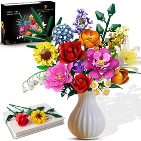 Flower Bouquet Building Set,1043 PCS Bouquet Botanicals Collection Gift for Valentine's Day for Her and Him,15 Artificial Flowers Building Blocks Home Plant Decor for Adults Women Birthday