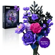 Flower Bouquet Building Set for Adults Artificial Flowers with Roses, Decorative Home Accessories, Centerpiece for Tables Gift for Him and Her(736Pcs)