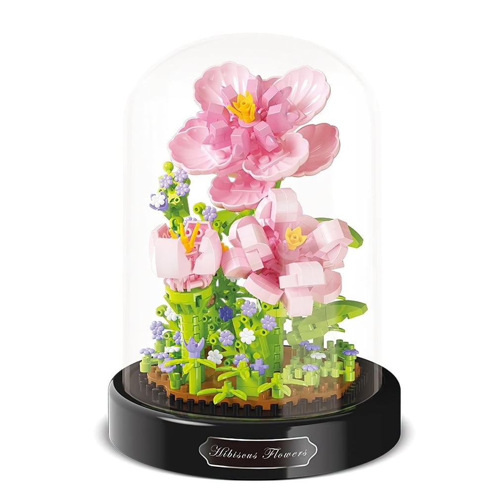 Flower Bouquet Building Set with Base(543CS), Pink Hibiscus Plant ...