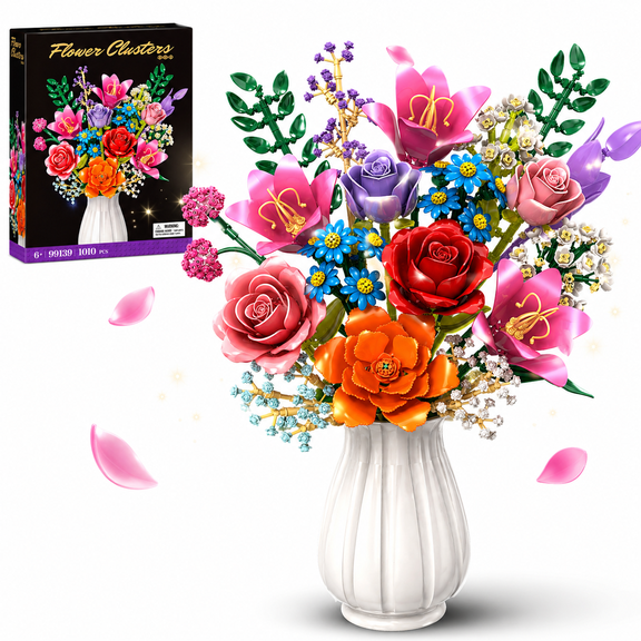 Flower Bouquet Building Set Compatible with Lego, Botanical Collection Flower Building Blocks for Adults and Kids, Artificial Flowers Home Decor Gift for Christmas, Birthday, Valentine’s Day