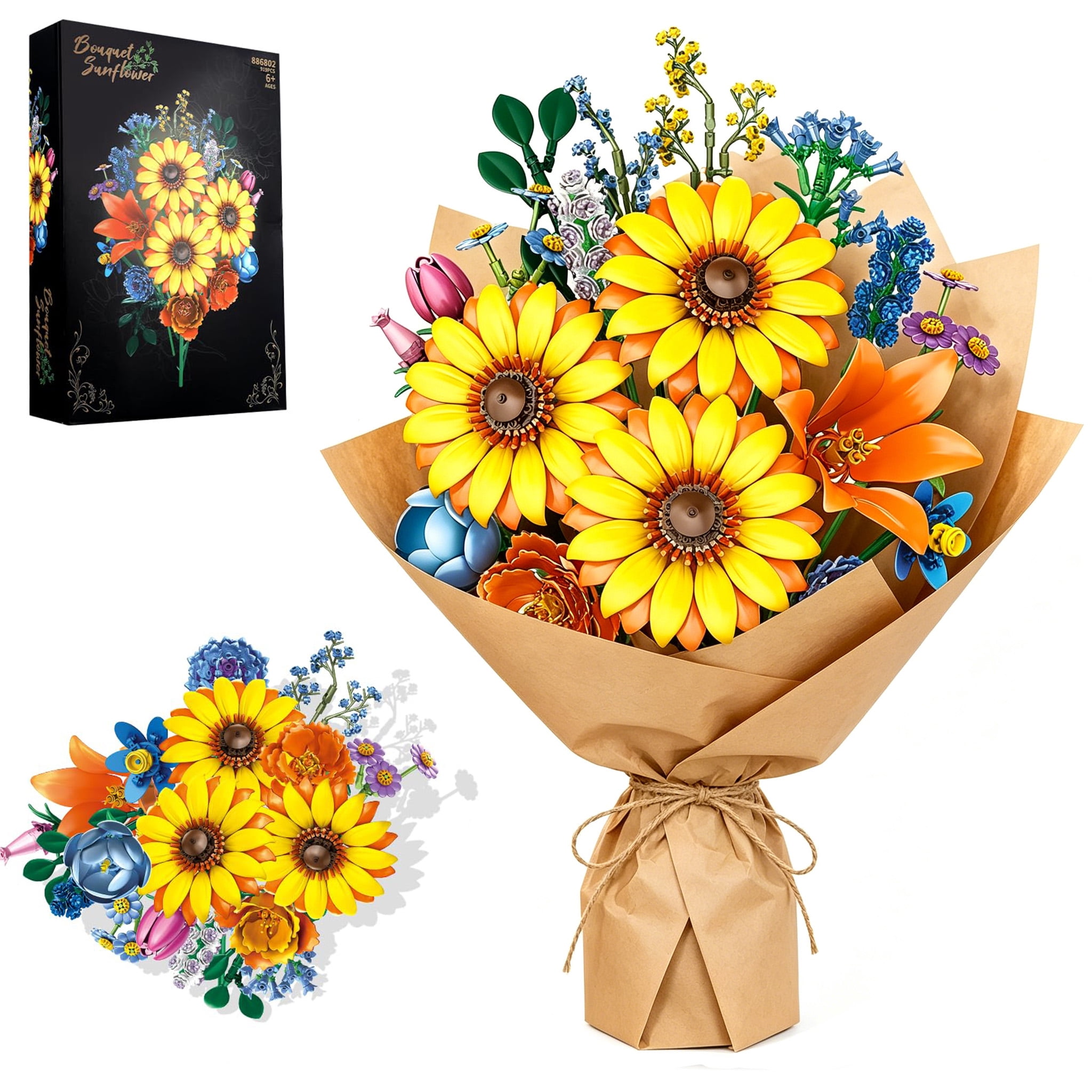 Flower Bouquet Building Set, Sunflowers Botanicals Collection(919PCS) Compatible with Lego - Perfect Mother's Day Gift for Mom, Building Block Toy for Adults Women