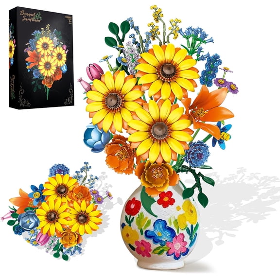 Flower Bouquet Building Set, Sunflowers Botanicals Collection(919PCS) - Perfect Mother's Day Gift for Mom, Building Block Toy for Adults Women, Home Office Decor, Ideal Gift for Birthday