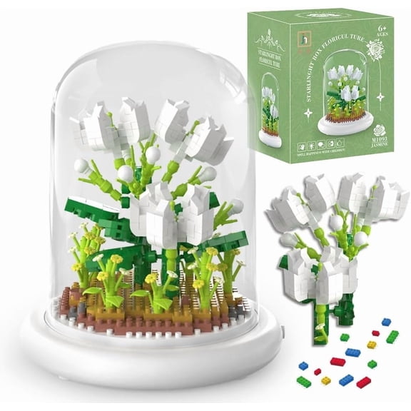 Flower Bouquet Building Set White Jasmine Mini Blocks Kit Not Compatible with Lego 770Pcs