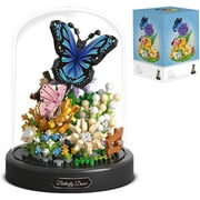 Flower Bouquet Butterfly Building Set, Bonsai Tree Building Kit with Dust Cover,530 Pieces Micro Bricks,Birthday Gifts for Boys and Girls