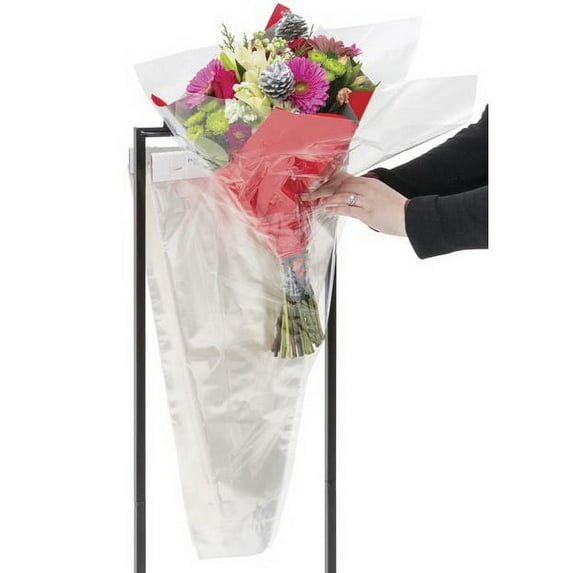 Flower Bouquet Clear Bags - Sealed Bottom Sleeves 100/pack (9X14X3.5)