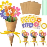 Flower Bouquet Craft DIY Kit, Make Your Own Flowers Handmade Gifts for Mothers Day Card Making Art Crafts Spring Summer School Classroom Home Fun ActivitiesB-24pcs